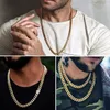 Catene 6-14mm Acciaio inossidabile Rotondo Cubano Miami Collane CZ Zircon Box Lock Grande catena d'oro pesante per uomo Hip Hop Rapper JewelryChains