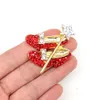 10 Pcs/Lot Custom Brooches Red Crystal Rhinestone High-Heeled Wizard Of Oz Shoes Brooch Pins For Gift Decoration