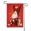 NIEUWE MERRY Christmas Banner Merrychristmas Santa Patroon Tuin Sign Linnen Materiaal met ijzeren vlaggenmast rechthoekige banner 47x32cm