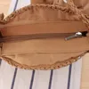 Bolsas de noite de verão feminino de palha redonda praia tecida com nó fofo manual de crochê 2022 serievening