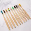 7 цветов голова бамбуковой зубной щетки натуральная необработанная ручка радужная красочная зубная щетка мягкая щетина экологическая инвентаризация оптом