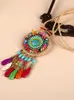 Цепи Jastie Boho Ожерелье многоцветное бирюзовое гравийное восковая нить плетеная длинная цепочка Женщины Летнее пляж.