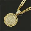 Pendant Necklaces Pendants Jewelry Mens Hip Hop Iced Out Sunflower Necklace Bling Diamond Rhinestone Cuban Chain Punk For Women Men Statem