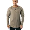 T-shirts pour hommes Chemises pour hommes Coton Couleur unie Manches longues Casual Sports Bouton TopsHommes Hommes Mild22