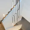 Villa Duplex Long Shandelier Lamp Nordic Modern Minimalist Chandelier Detating Stair Jump Floor غرفة المعيشة الإبداعية مصابيح على شكل U