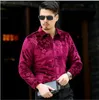 Men's Casual Shirts High Quality Autumn & Spring Mens Floral Velvet Shirt Long Sleeve Male Gold Dress ShirtsMen's