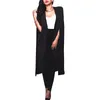 Venta al por mayor- 2022 Moda para mujer Otoño Oficina Casual Abrigos delgados Sexy Lady Split Black Blanco Chaquetas Outwear Outwear Plus Tamaño Poncho