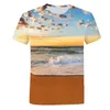 Летние приморские пейзажи графики T Roomts Fashion Men S T Roomts с повседневным пляжным стилем 3D Принт Природной пейзаж Паттерн футболка 220623