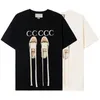 Men's T-Shirts Spring and summer round neck T-shirt long shoelace colorblock digital printing logo craft