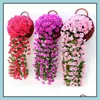 Decorative Flowers Wreaths Festive Party Supplies Home Garden Orc Fake Flower Wall Hanging Basket Wedding Decoration Simation Artificial C