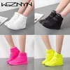 Woman Breathable High Top Black White Boots Shoes Women Casual Sport Platform Hidden Increasing Sneakers Leather Shoe 220812