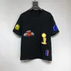 Mens T Shirts 편지 그래픽 티셔츠 자수 풀오버 반팔 Acquard 뜨개질 New Aop Jacquard Custom 크루 넥 농구 저지 Jnlarged louie vuitton