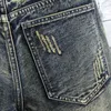 Heren retro stijl gescheurd denim zomer mode casual gat patch jean shorts mannelijke kleding 220614