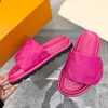 2022 Pool Pool Plade Bugle Women Sunset Sunset Comfort Bughes Pated Fride Strap Slippers Slippers Slies Easy to Wear 35-42 مع Box No356