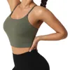 LETSFIT ES6 Sport Bras för kvinnor ActiveWear Tops för Yoga Running Girl Longline Padded Bh Crop Tank Fitness Workout Top med avtagbara kuddar Bekväma gröna