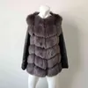 패션 여성 겨울 패션 중간 길이 긴 인공 모피 조끼 따뜻한 재킷 가짜 슬리버 모피 조끼 L220725