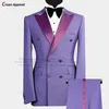 Herenpakken Blazers Nieuwste Champagne Wedding Suits For Men Slim Fit Double BRE 220823