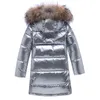 Garçons Vestes Enfants Hiver Enfants Neige Duvet De Canard Veste Couleur Vive Coupe-Vent Long Style Grande Fourrure Avec Capuche Adolescent vêtements J220718