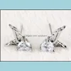 Brincos de garanh￣o Moda por atacado Sterling Sier Zircon Angel Wing Ear Studs Drop Deliver