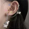 Klipsli vidalı moda trendi kelebek klipli kadınlar için sahte küpeler kulak kancası paslanmaz çelik tek delinmiş saplama küpe hediyeleri