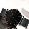 Reloj minimalista para hombre, relojes ultrafinos a la moda, reloj de cuarzo con correa de malla de acero inoxidable de negocios sencillo, 2022