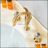 Wholesale And Retail Widespread Bathroom Sink Tap Polished Gold Two Glass Handles 3 Hole Mixer Elegant Drop Delivery 2021 Faucets Faucets S