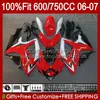 Korpus OEM dla Suzuki GSXR-600 Błyszczący Czerwony BLK GSXR750 K6 GSX-R750 06-07 Korpiarki 130NO.19 GSXR 750CC 600CC 750 600 CC GSXR600 06 07 GSXR-750 2006 2007 Wtryskarka Wtrysk