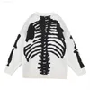 Oversized Hip Hop Skull Gedrukte trui Harajuku Streetwear Whiter Pullover Sweater voor mannelijke gebreide trui G22801