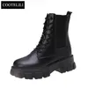 Cootelili Women Boots Lace Up 4.5cm keel slip on 2021 Fashion for Woman Round Toe Shoes