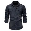 AIOPESON Marke Elastische Baumwolle Denim Hemd Männer Langarm Qualität Cowboy Shirts für Casual Slim Fit s Designer Kleidung 220323