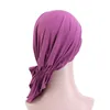 Casquette Baotou de couleur unie Turban modal élastique à volants Chapeau de pirate Chapeau de sport en plein air Bandeau enveloppé Femmes Filles Bandanas chimio Coupez vos cheveux