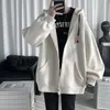 Men's Hoodies & Sweatshirts Harajuku Korean Version Hooded Women Men Solid Zip Up Loose Jacket Coats Vintage Long Sleeve Large Size HoodiesM