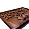 吊り心の姓標識正方形のフレームカスタムレーザー彫刻名とテキストブランチの木製DIYデスクトップ装飾220623