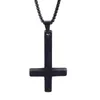 Collier avec pendentif croix inversée, argent/or/noir, pour hommes et garçons, chaîne Rolo en acier inoxydable, 3mm, 24 pouces