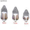 Dress Shoes Silver High Heels Woman Pumps Gradient Shining Glitter Bridal Sequins Fashion Party Sexy Thin Women 220316