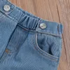 Citgeett Summer 2-6Years Kid Girls Pull Short Sleeve Pink Top nDenim Pants Clothing Fashion Set J220711
