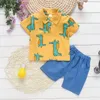Bibicola Baby Boy Летняя одежда для малышей Младенческий воротник поворота с коротким рукавом + шорты костюм 1 2 3 4 года 220326