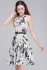 Ink Panting Style Vintage Kleid 50er 60er Jahre Retro für Frauen Floral bedruckte kurze Partykleider mit Gürtel Vestido Vintage FS0005 B0712x2