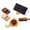 Kreativa och söta bärbara trähem mobiltelefonfäste Keychain Solid Wood Holder LK001181