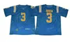 THR NCAA UCLA BRUINS＃1 SOSO JAMABO 3 JOSH ROSEN JERSEY 17クリスチャンパビコブルーホワイトカレッジフットボールジャージファーストシプン