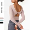 Womens T-Shirt Autumn winter traceless one-piece mold cup Yoga Top bra nude Sports suit long sleeve shirt gym clothes women casual fashion t-shirt