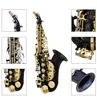 نمط نحت النحاس الذهبي النحاس BB BEND Athorn Soprano Saxophone Sax Pearl Bear White Shell أداة الرياح