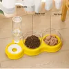 Cat Food Dog Double Bowl Automatic Feeder Water Dispenser Kitten Puppy Drinking Container Stand Vertical Pet Supplies 220323