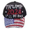 2024 Cappello da cowboy Trump Berretto da baseball casual con diamanti per esterno Berretto da sole regolabile Berretto con visiera