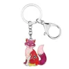 Keychains esmalte a liga floral fofo anel fofo bolsa de moda -chave cadeia de jóias de animais individuais para mulheres garotas de presente