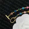 Luksusowe kolorowe diamentowe bransoletka retro podwójna litera