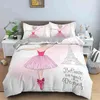 Cartoon Ballet Duvet Cover Set Princess Style Dancing Girl 3d Print King Queen Full Size for Girls Women Teen Dancer Bedding