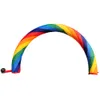 6x4m Outdoor Wedding Event Inflatable Rainbow Arch With Led Lights Large Colorful Entrance Archway Balloon Free Blower