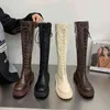 2022 Winter Women Knight Bots Flats Obcina Up Ladies Kolan-Knee Boots Femal Long Bot Y220817