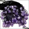 Pendant Necklaces Pendants Jewelry Natural Crystal Amethyst Rough Stone Necklace Wholesale Drop Delivery 2021 Dhtq1